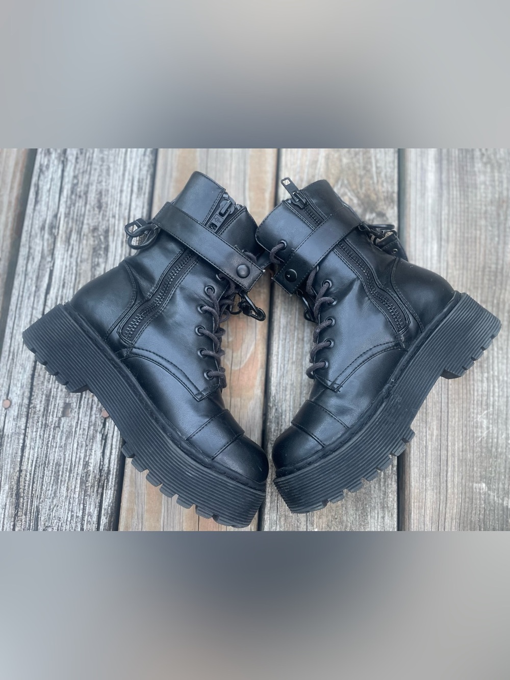 Current Mood Black Combat Moto Boots - Picture 2 of 3